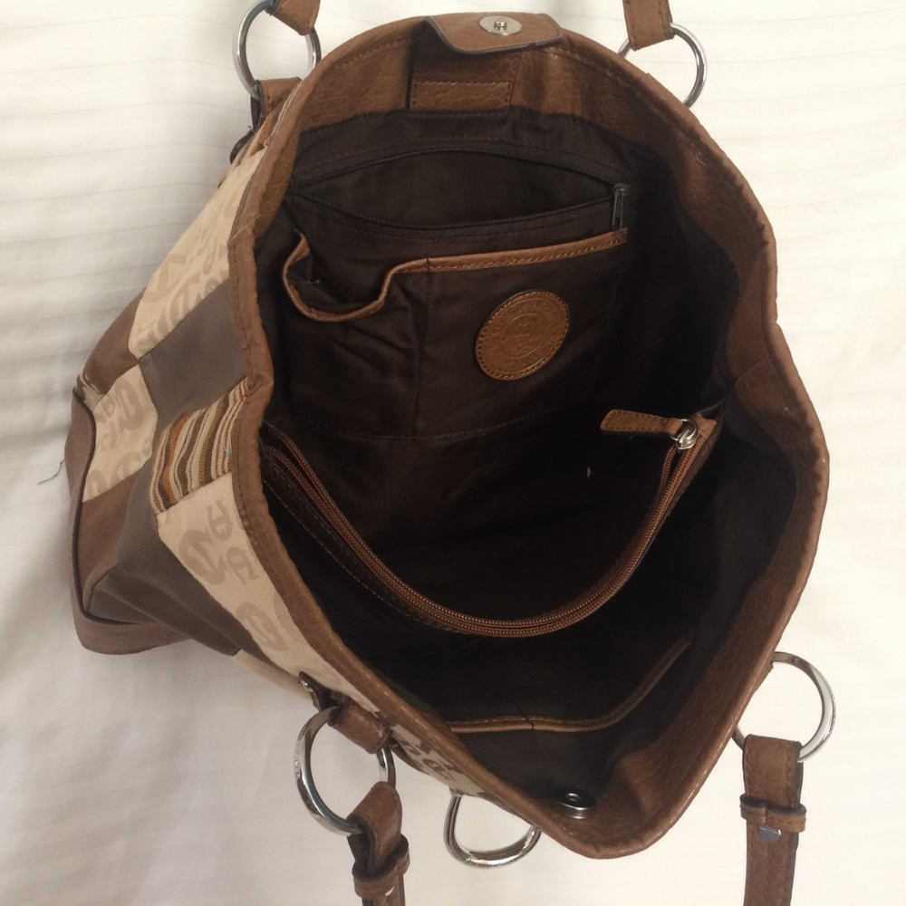 Patchwork Purse Large Shoulderbag Leather Fabric - image 8